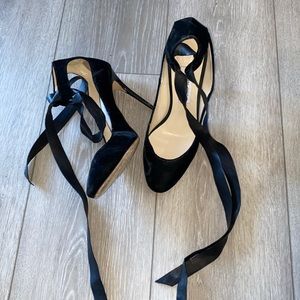 Authentic Jimmy Choo Velvet Ballet Style heels with Leather strap. Size 40.